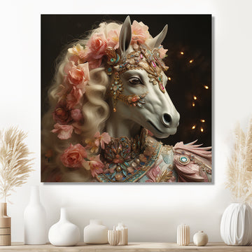 Gracious Horse Retro Glam - Horse Large Canvas Wall Art